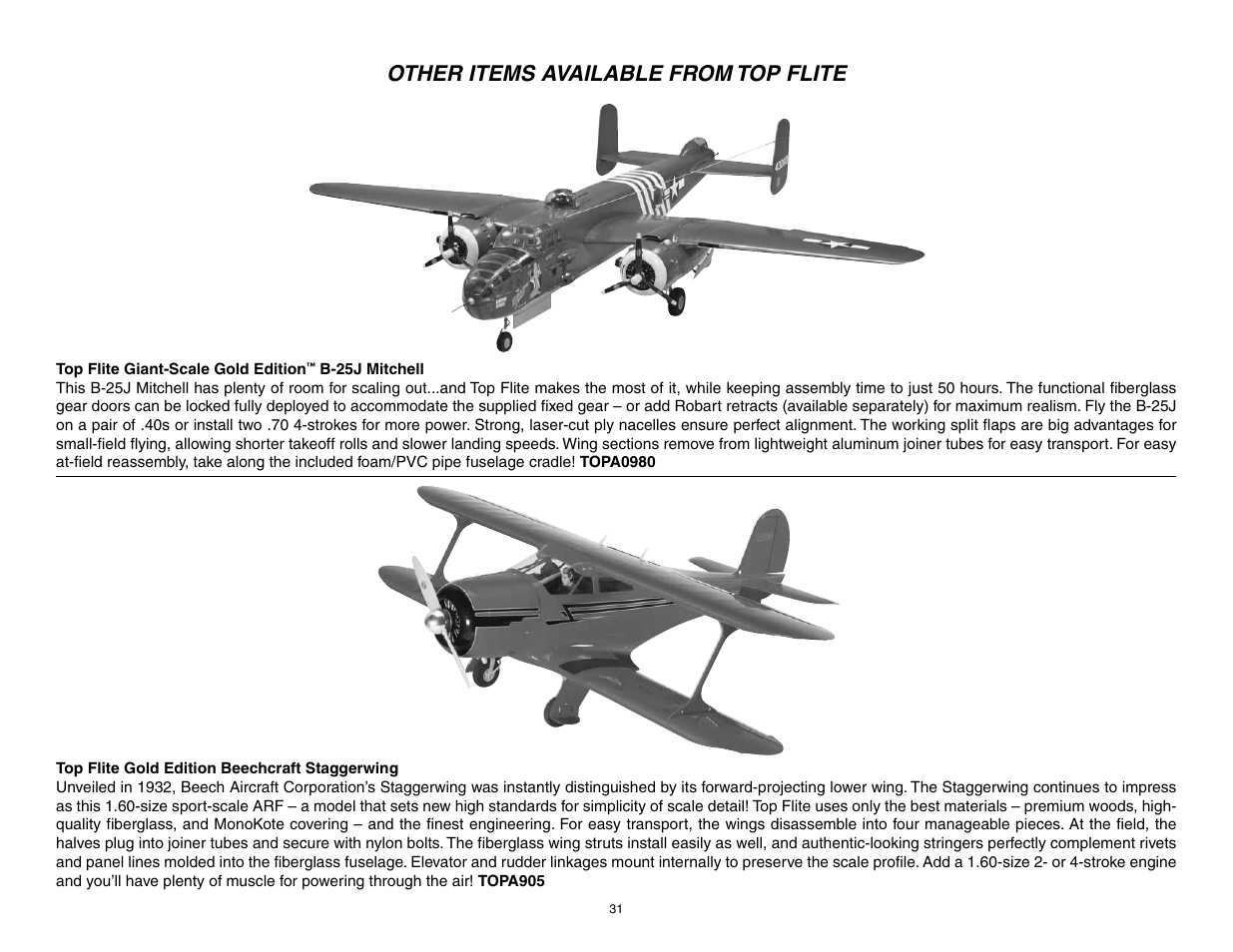 Other items available from top flite | Top Flite TOPA0950 User Manual | Page 31 / 32