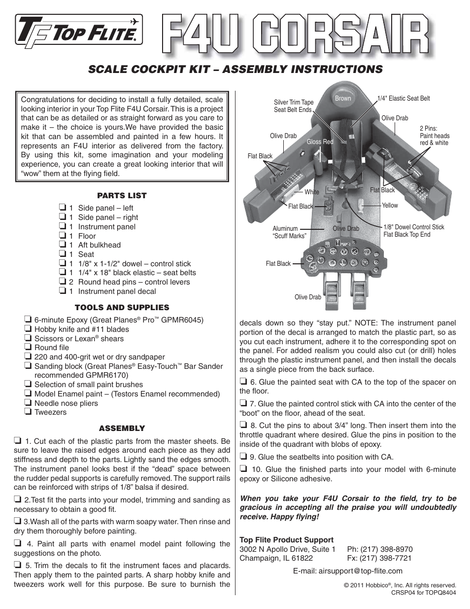 Top Flite TOPQ8404 User Manual | 1 page