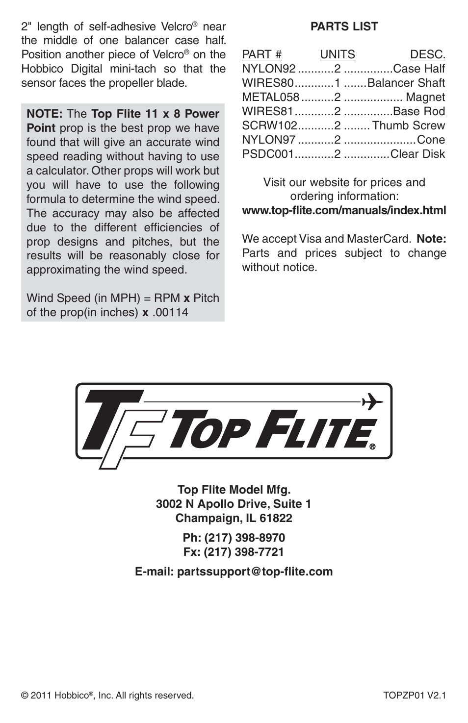 Top Flite TOPQ5700 User Manual | Page 8 / 8