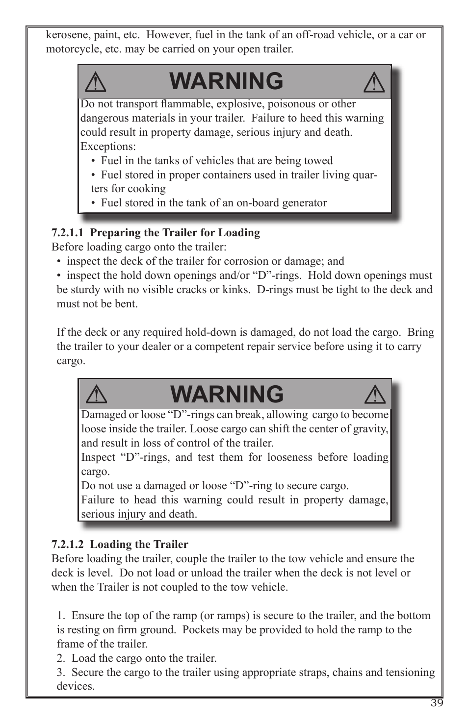Warning | Craftsman 0220 User Manual | Page 39 / 56