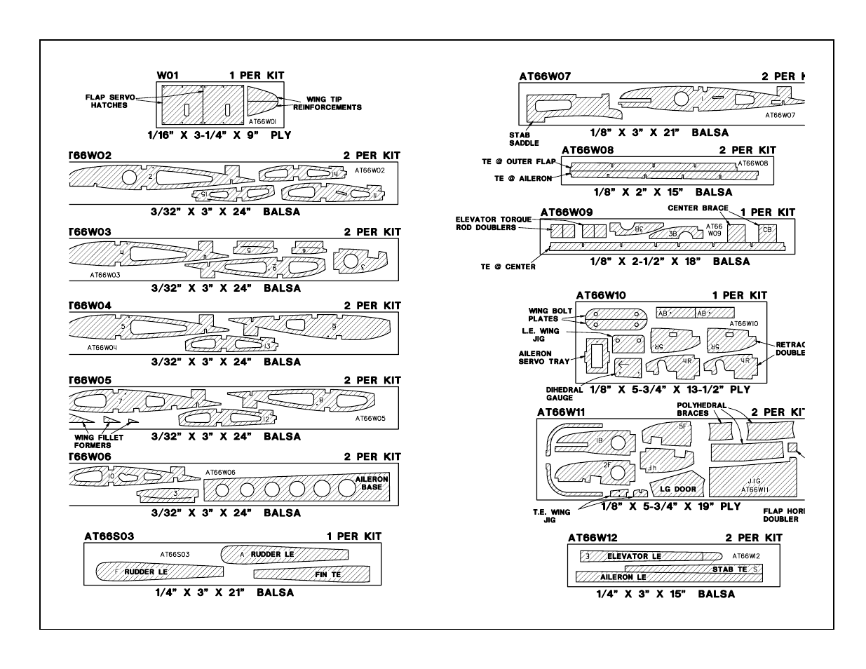 Die-cut patterns | Top Flite TOPA0130 User Manual | Page 7 / 52