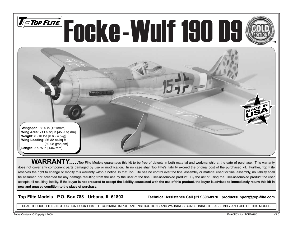 Top Flite TOPA0150 User Manual | 65 pages