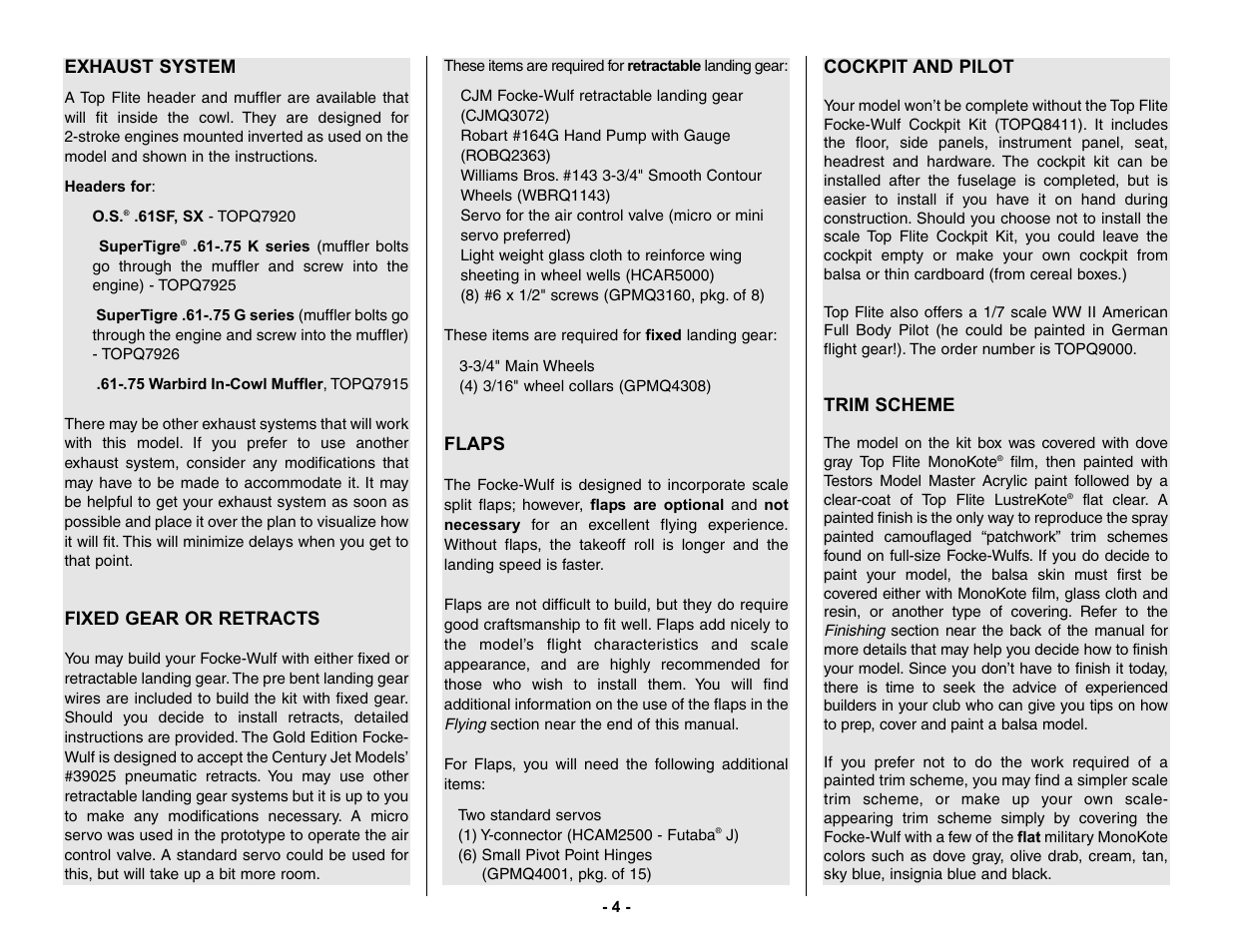 Top Flite TOPA0150 User Manual | Page 4 / 65