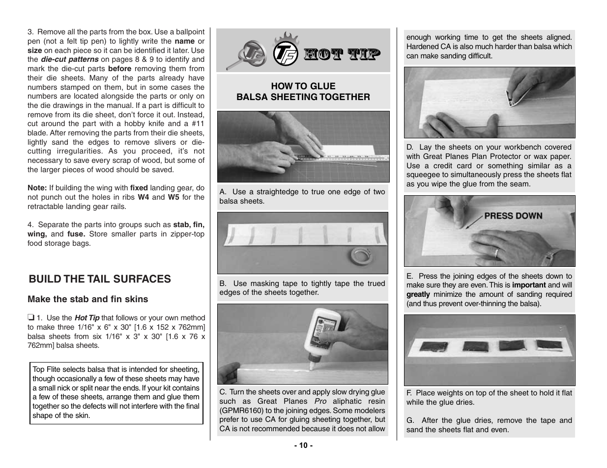 Build the tail surfaces | Top Flite TOPA0155 User Manual | Page 10 / 70