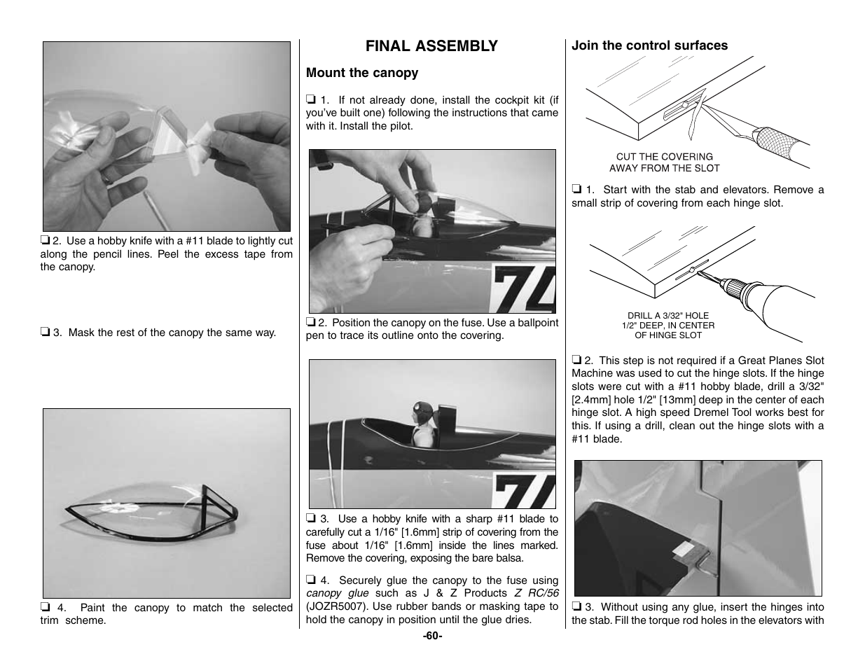 Final assembly | Top Flite TOPA0155 User Manual | Page 60 / 70