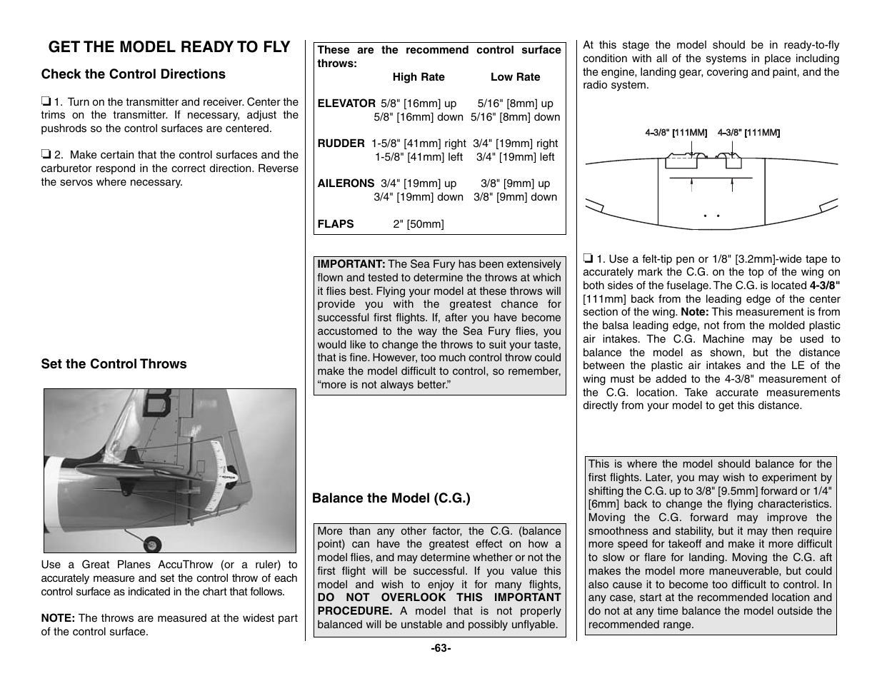 Get the model ready to fly | Top Flite TOPA0155 User Manual | Page 63 / 70