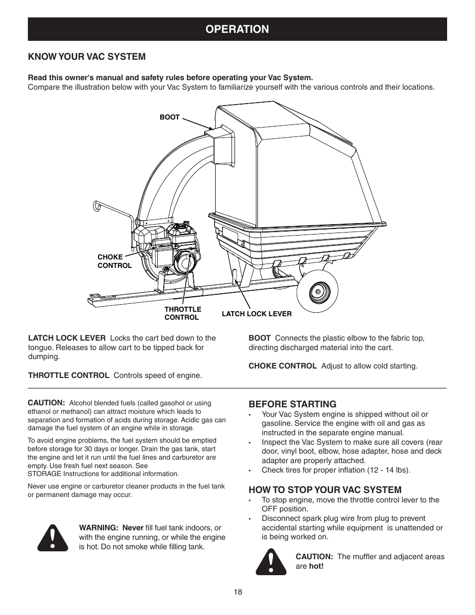 Operation | Craftsman MONSTER 486.245071 User Manual | Page 18 / 28