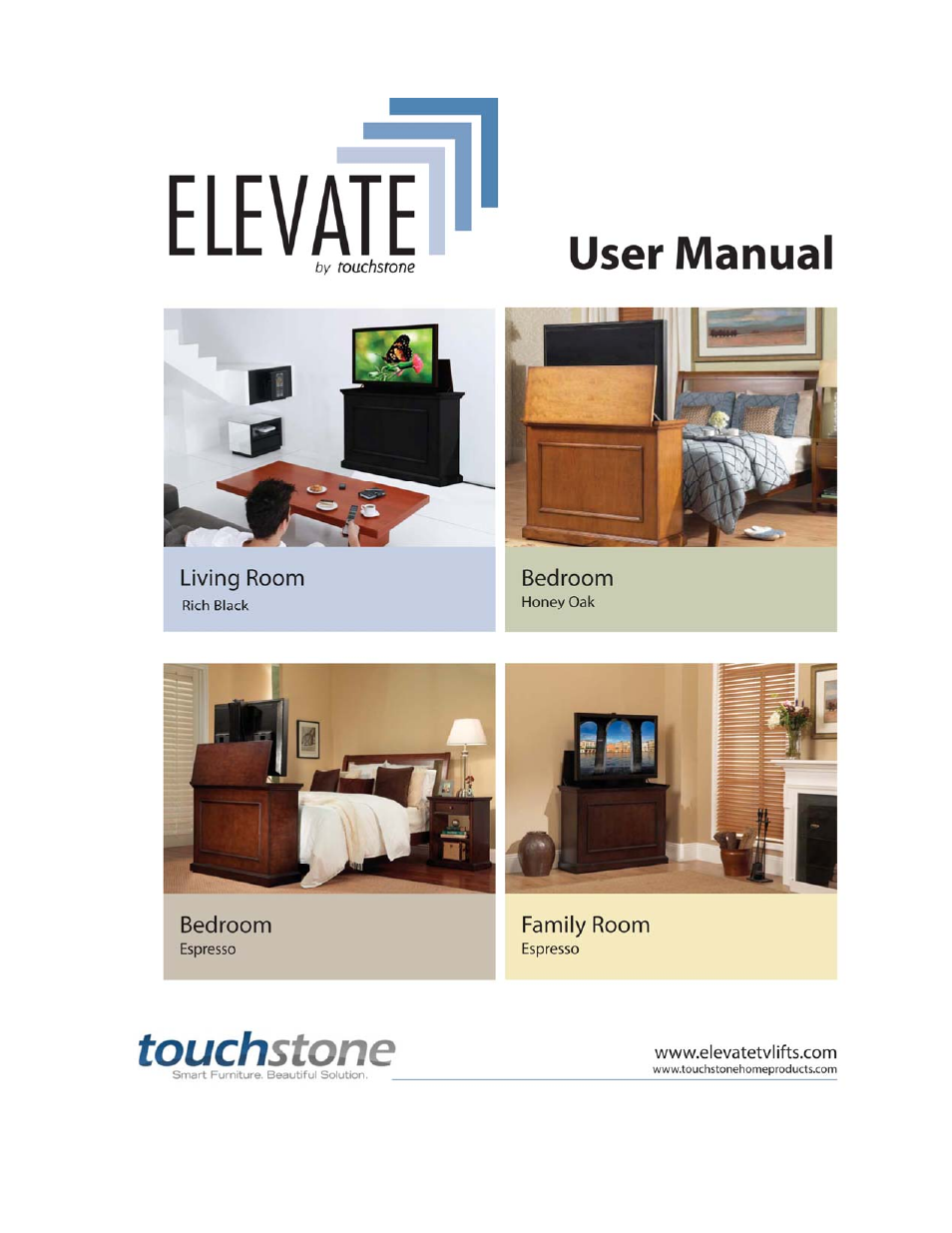 Touchstone 72012 Elevate Unfinished Touchstone's Value Priced Wood TV Lift Cabinet User Manual | 22 pages