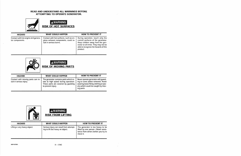 Awarning, Risk of fire | Craftsman 919.679501 User Manual | Page 8 / 40