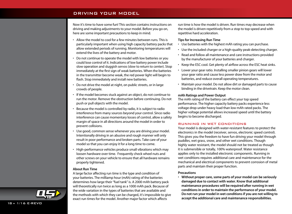 Driving your model | Traxxas 71054-1 User Manual | Page 18 / 28