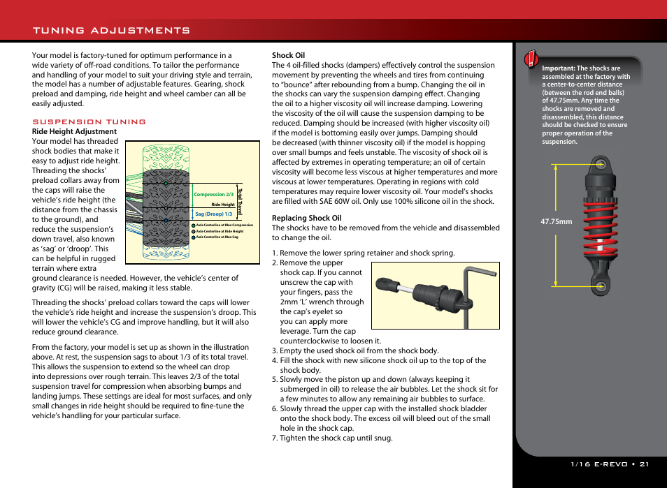 Tuning adjustments | Traxxas 71054-1 User Manual | Page 21 / 28