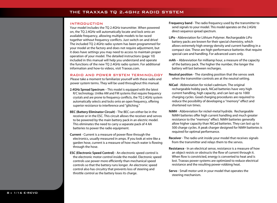 The traxxas tq 2.4ghz radio system | Traxxas 71054-1 User Manual | Page 8 / 28