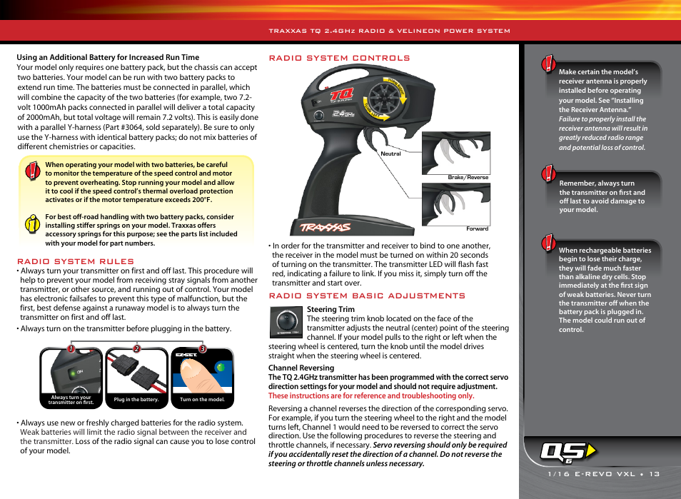 Radio system rules, Radio system basic adjustments, Radio system controls | Traxxas 71074-1 User Manual | Page 13 / 28