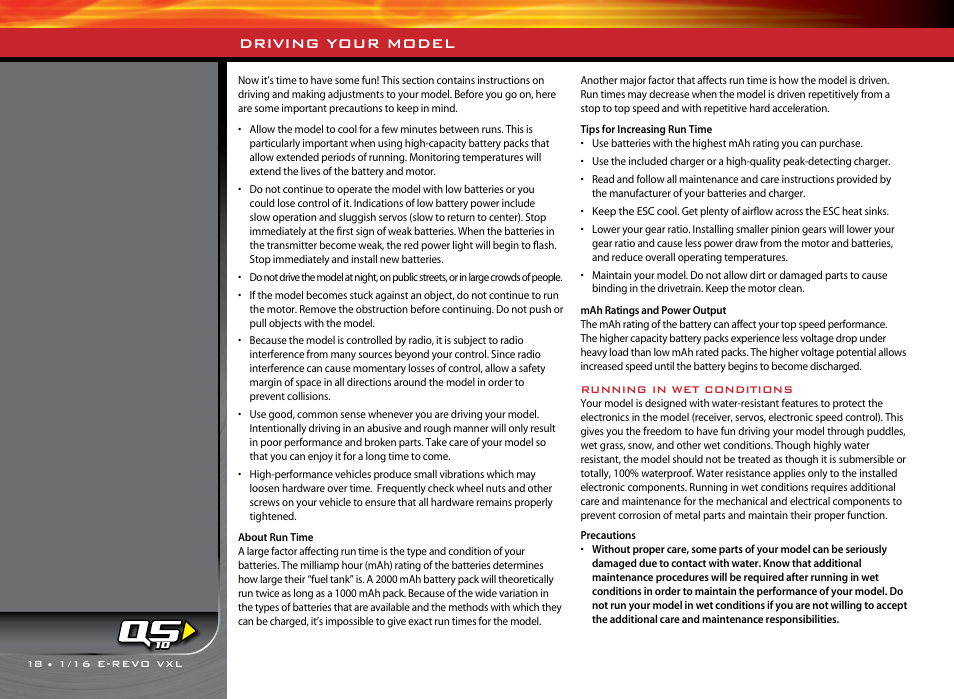 Driving your model | Traxxas 71074-1 User Manual | Page 18 / 28