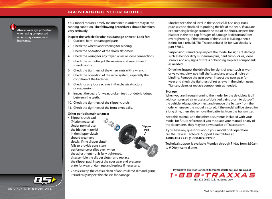 888-traxxas, Maintaining your model | Traxxas 71074-1 User Manual | Page 26 / 28