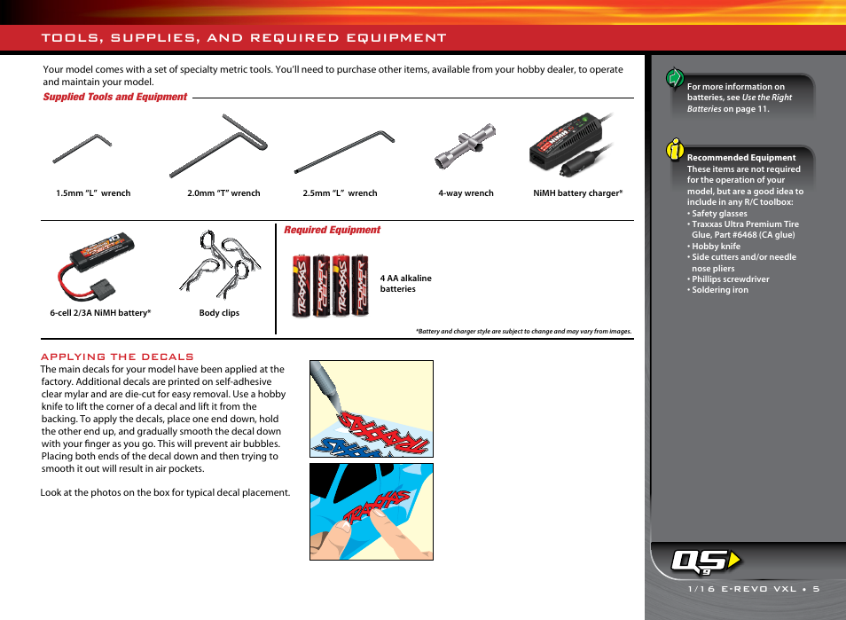 Tools, supplies, and required equipment | Traxxas 71074-1 User Manual | Page 5 / 28