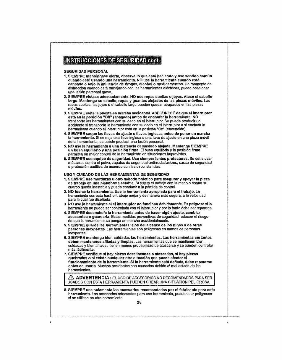 Instrucciones de seguridad cont | Craftsman 286.25574 User Manual | Page 28 / 48