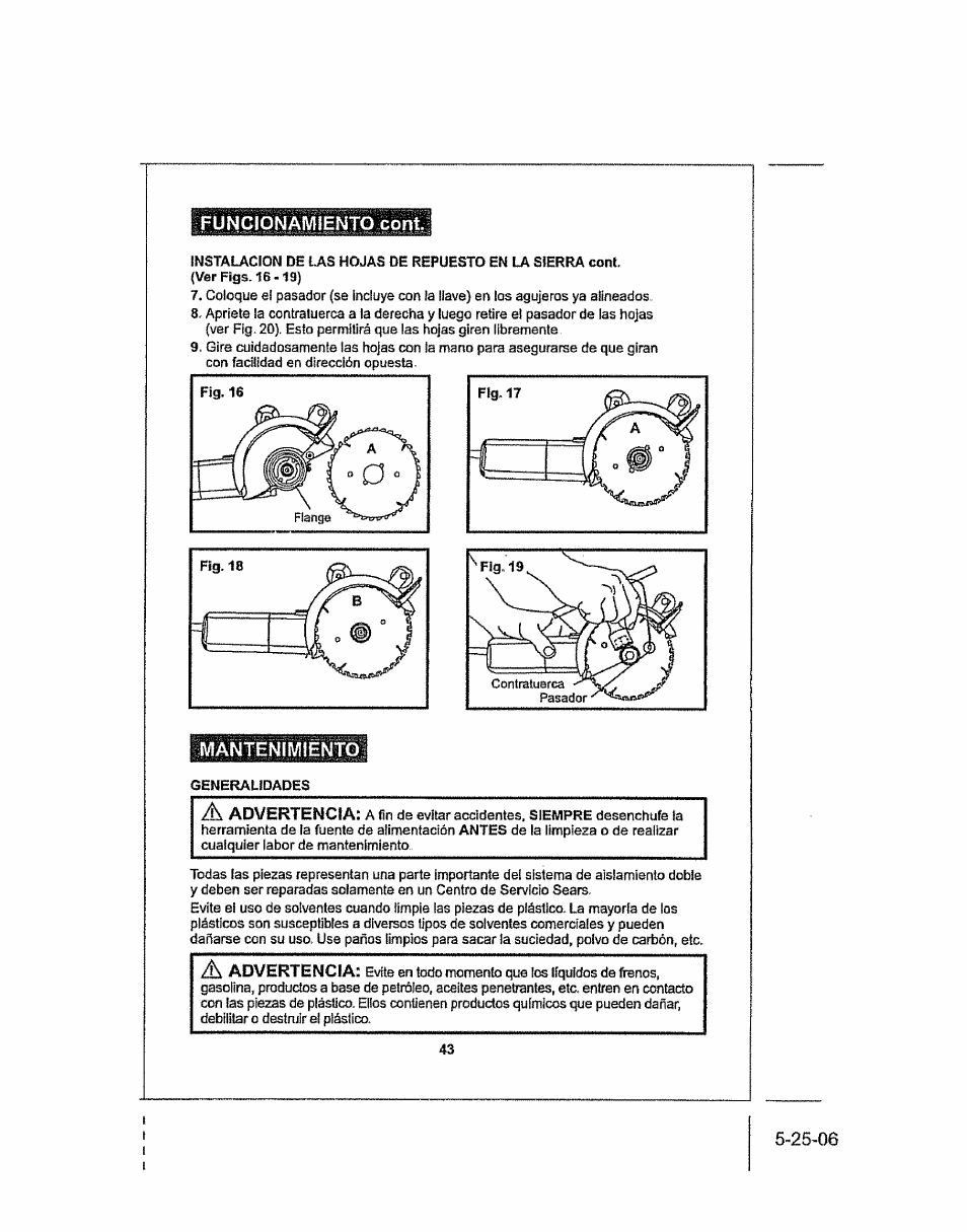 Mantenimiento | Craftsman 286.25574 User Manual | Page 43 / 48