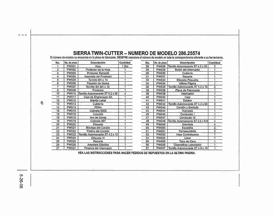 Craftsman 286.25574 User Manual | Page 47 / 48