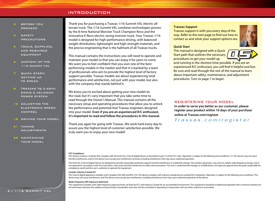 Introduction, Registering your model | Traxxas 72074-1 User Manual | Page 2 / 28