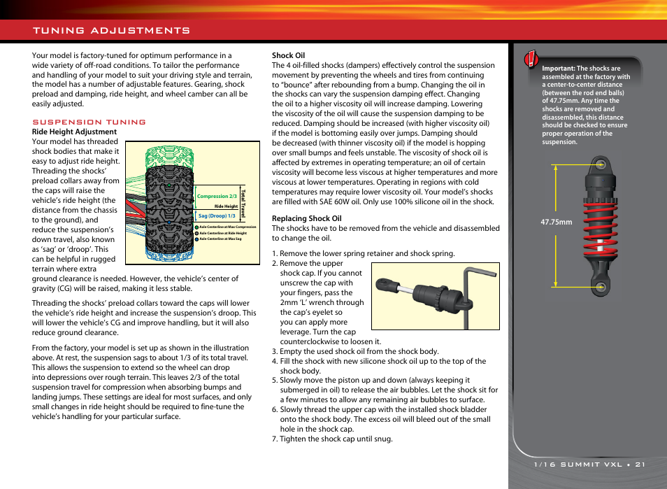 Tuning adjustments | Traxxas 72074-1 User Manual | Page 21 / 28