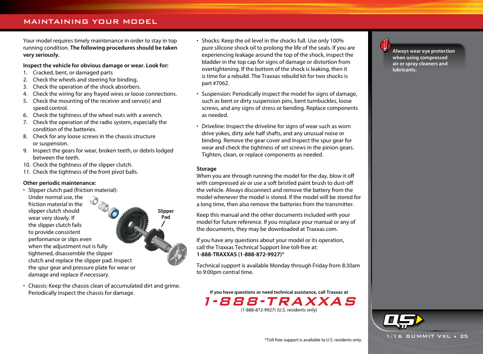 888-traxxas, Maintaining your model | Traxxas 72074-1 User Manual | Page 25 / 28