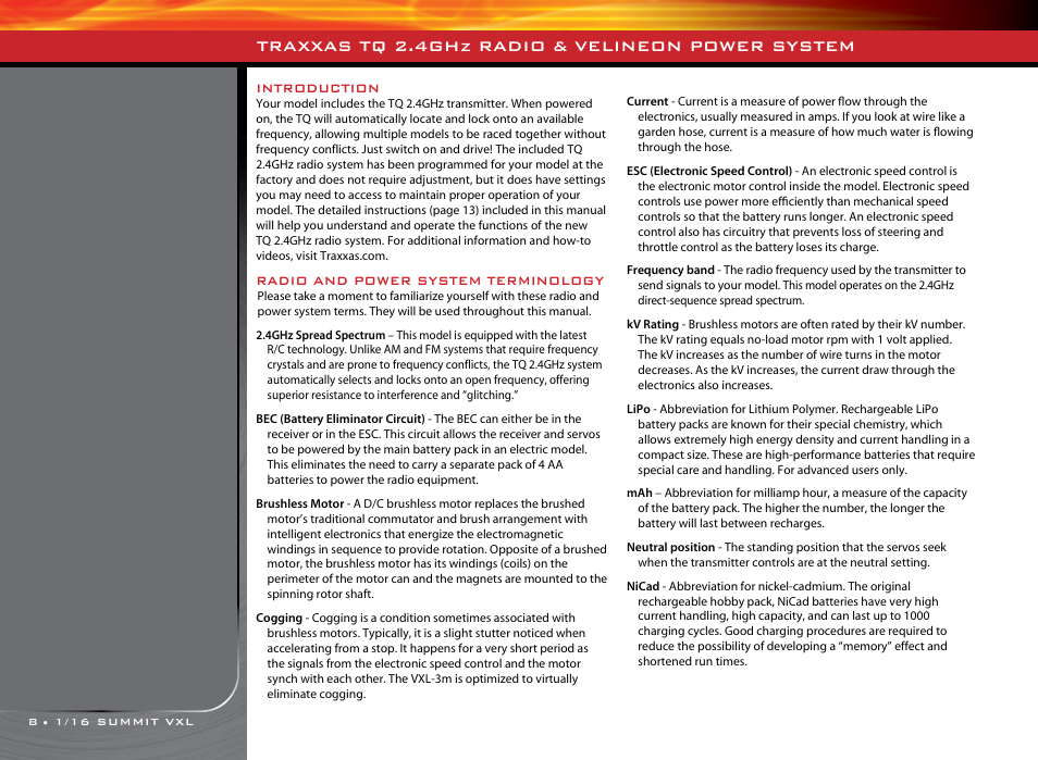 Traxxas tq 2.4ghz radio & velineon power system | Traxxas 72074-1 User Manual | Page 8 / 28