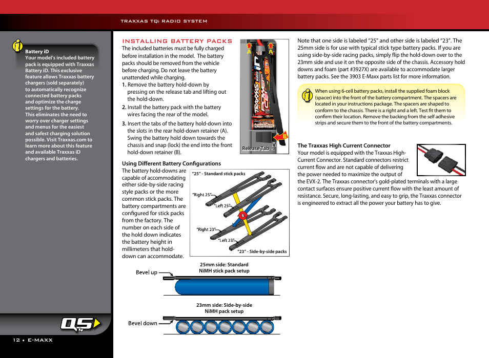 Installing battery packs | Traxxas 39036-1 User Manual | Page 12 / 32