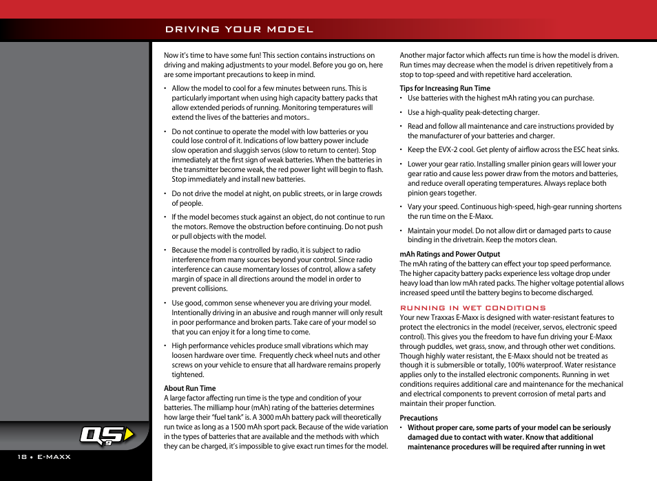 Driving your model | Traxxas 39036-1 User Manual | Page 18 / 32