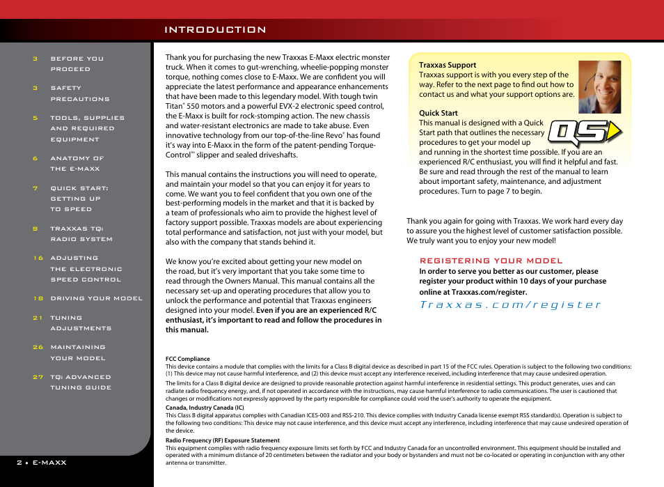 Introduction, Registering your model | Traxxas 39036-1 User Manual | Page 2 / 32