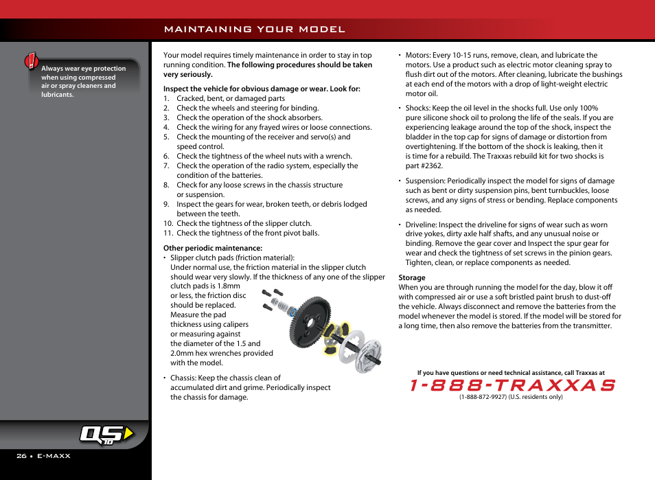 888-traxxas, Maintaining your model | Traxxas 39036-1 User Manual | Page 26 / 32