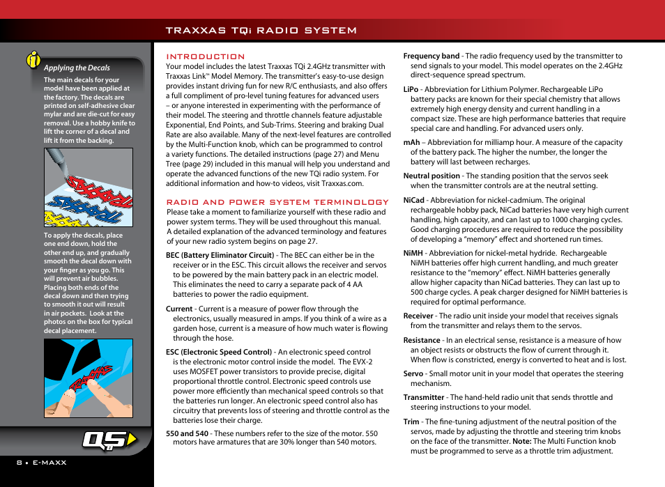 Traxxas tq, Radio system | Traxxas 39036-1 User Manual | Page 8 / 32