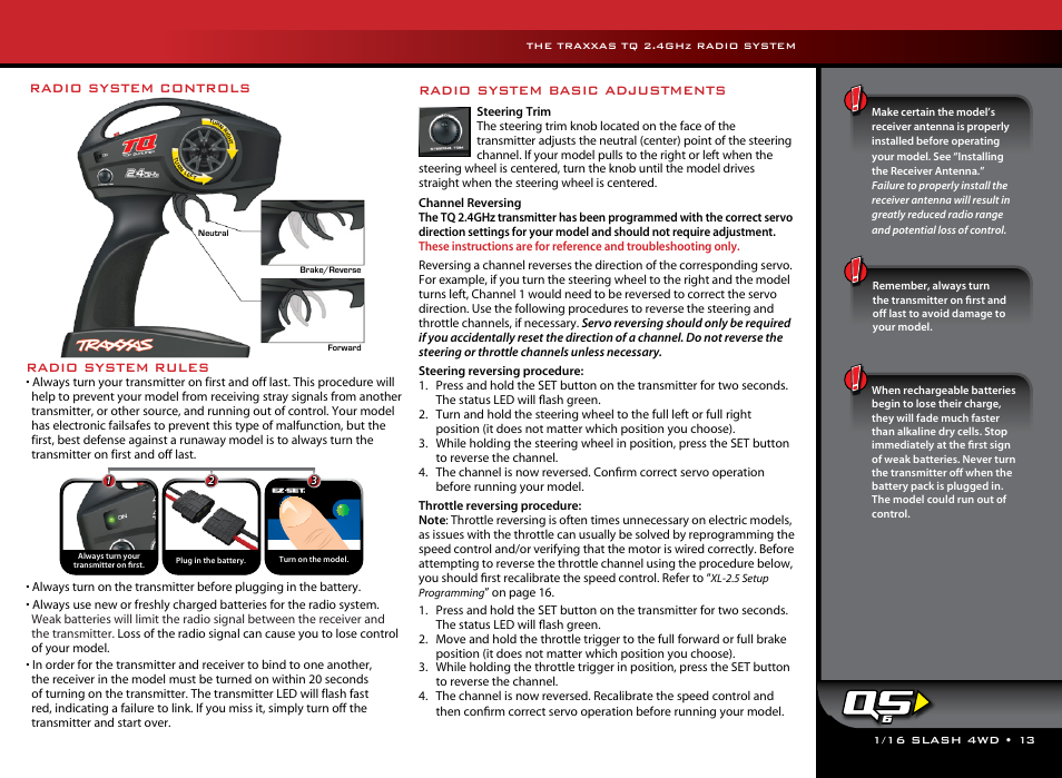 Radio system rules, Radio system basic adjustments, Radio system controls | Traxxas 70054-1 User Manual | Page 13 / 26