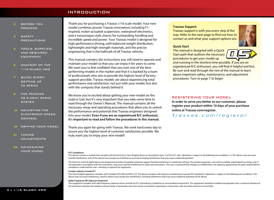 Introduction, Registering your model | Traxxas 70054-1 User Manual | Page 2 / 26