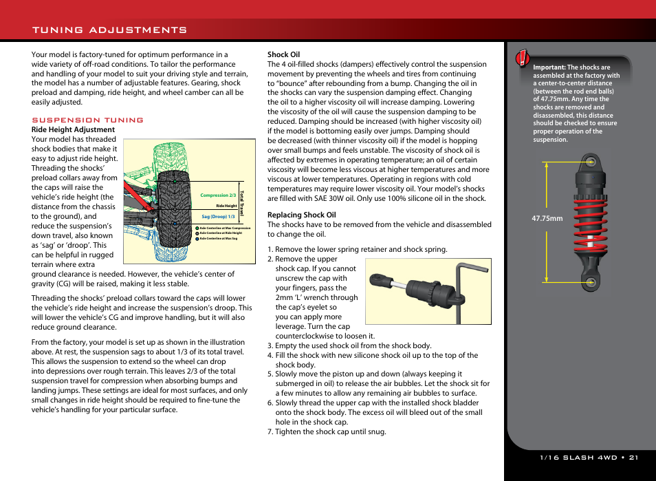 Tuning adjustments | Traxxas 70054-1 User Manual | Page 21 / 26