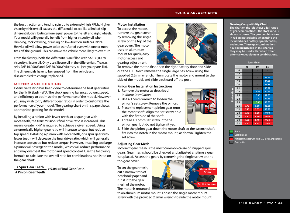 Motor and gearing | Traxxas 70054-1 User Manual | Page 23 / 26