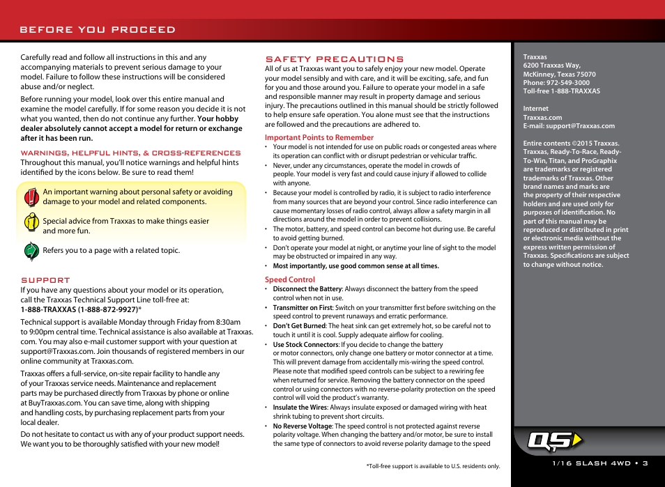 Before you proceed, Safety precautions | Traxxas 70054-1 User Manual | Page 3 / 26