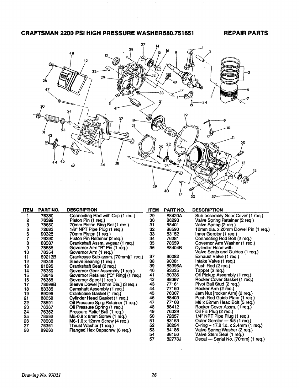 Craftsman 580.751651 User Manual | Page 26 / 29