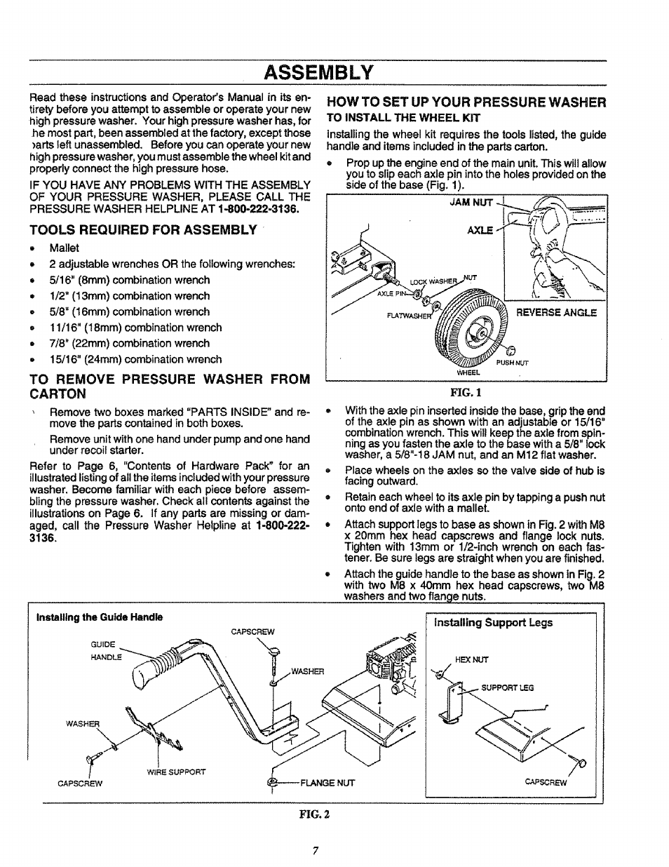 Tools required for assembly, To remove pressure washer from carton, How to set up your pressure washer | Assembly | Craftsman 580.751651 User Manual | Page 7 / 29