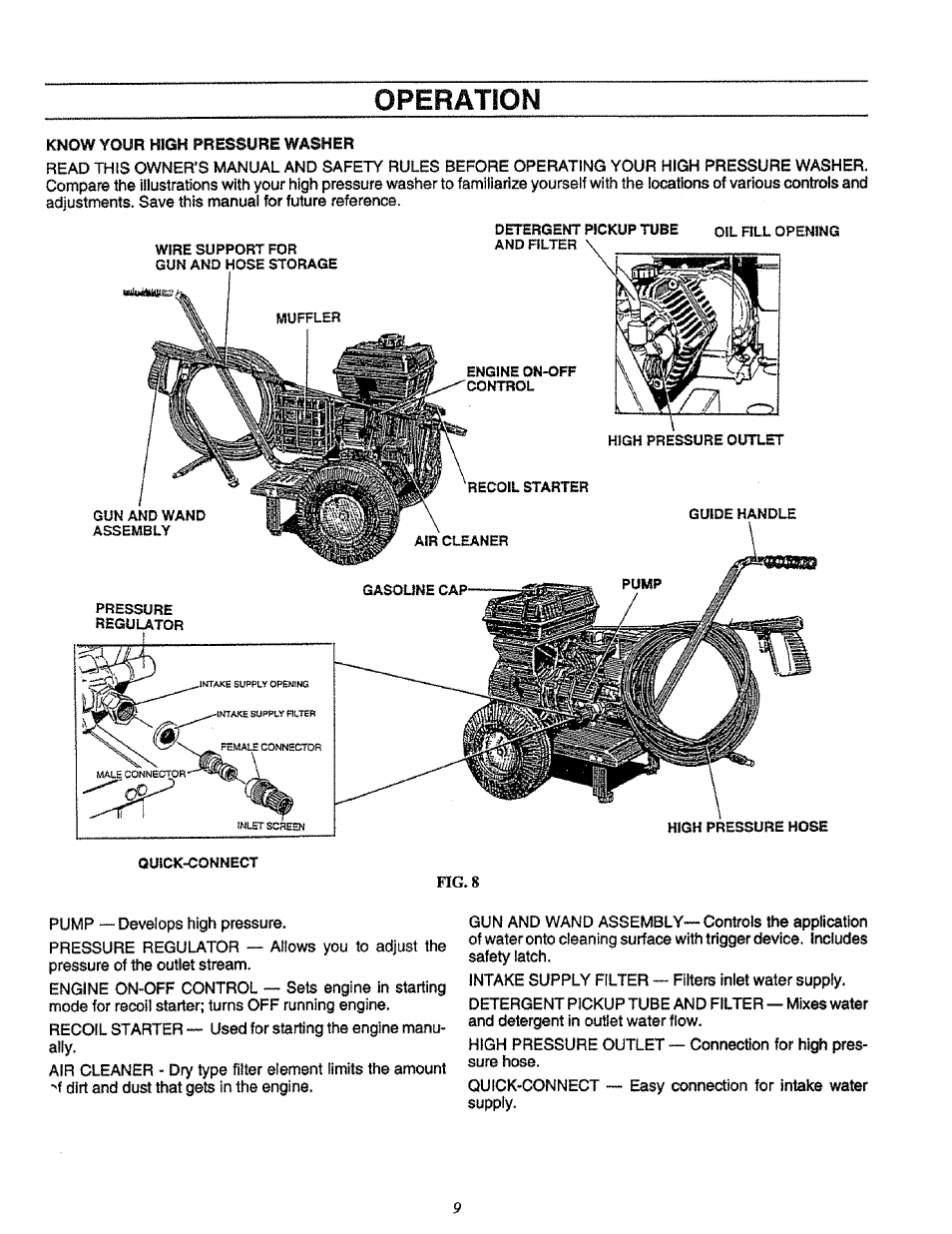 Operation, Fig. 8 | Craftsman 580.751651 User Manual | Page 9 / 29