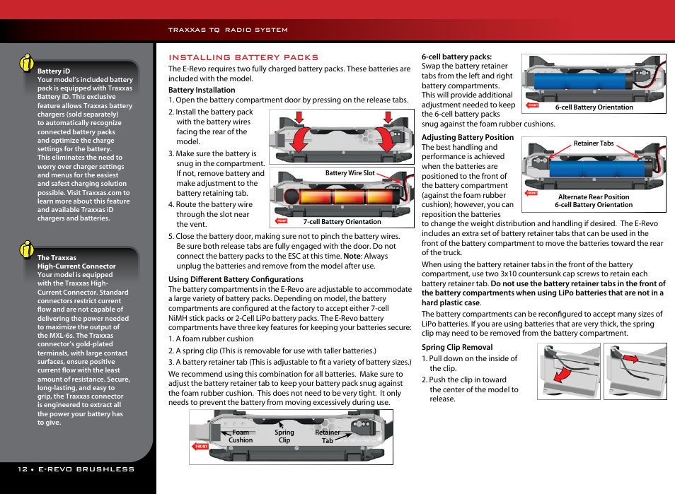 Installing battery packs | Traxxas 56087-1 User Manual | Page 12 / 36