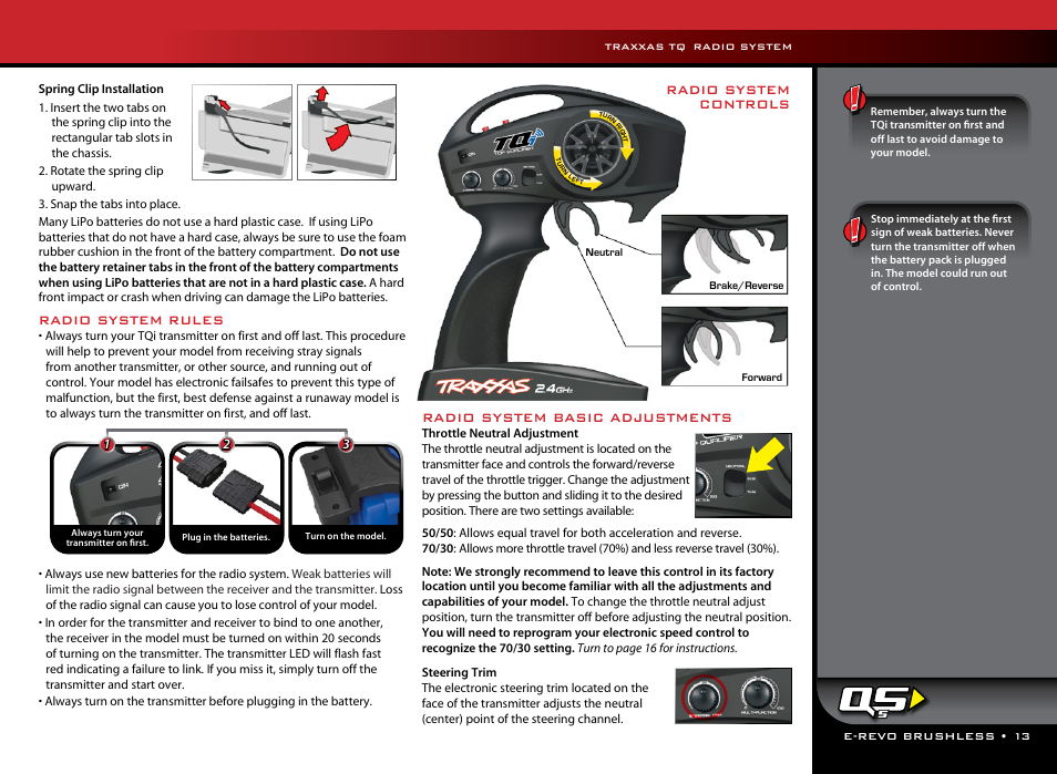 Radio system rules, Radio system basic adjustments, Radio system controls | Traxxas 56087-1 User Manual | Page 13 / 36