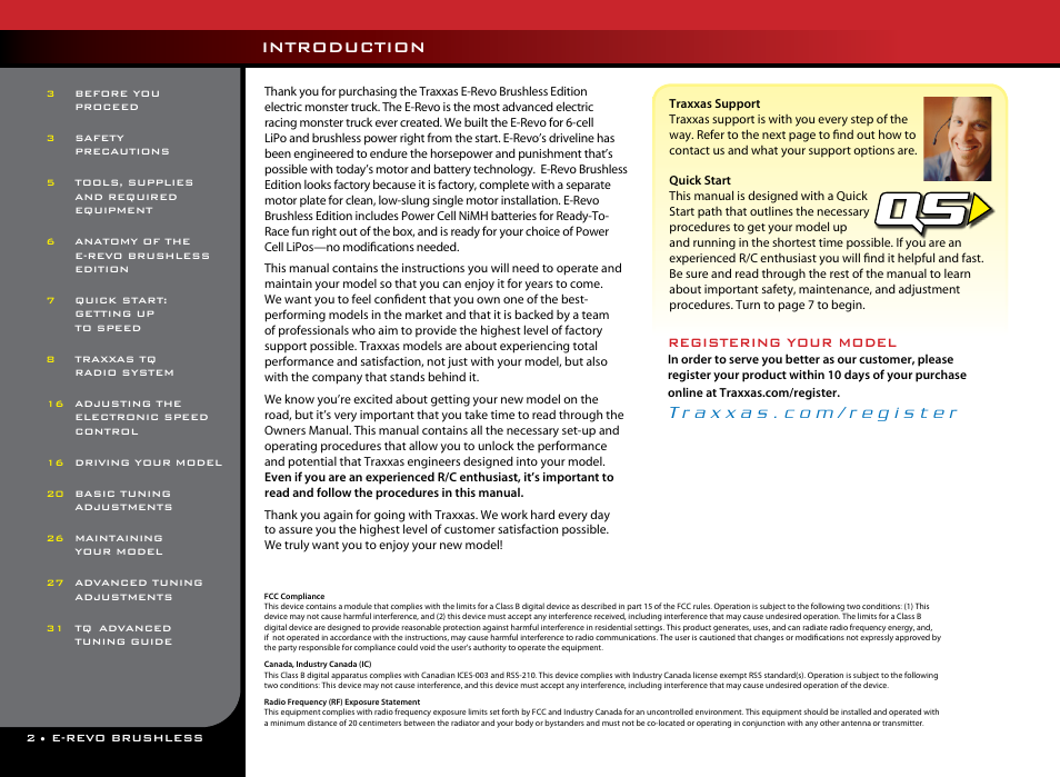 Introduction, Registering your model | Traxxas 56087-1 User Manual | Page 2 / 36