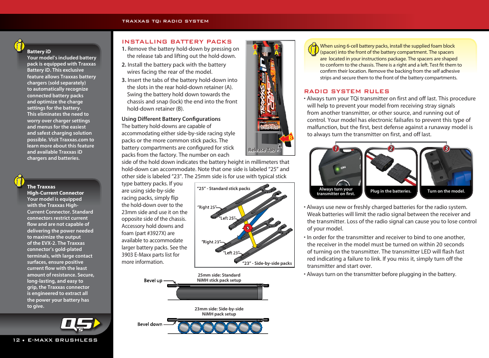 Installing battery packs, Radio system rules | Traxxas 39087-1 User Manual | Page 12 / 31