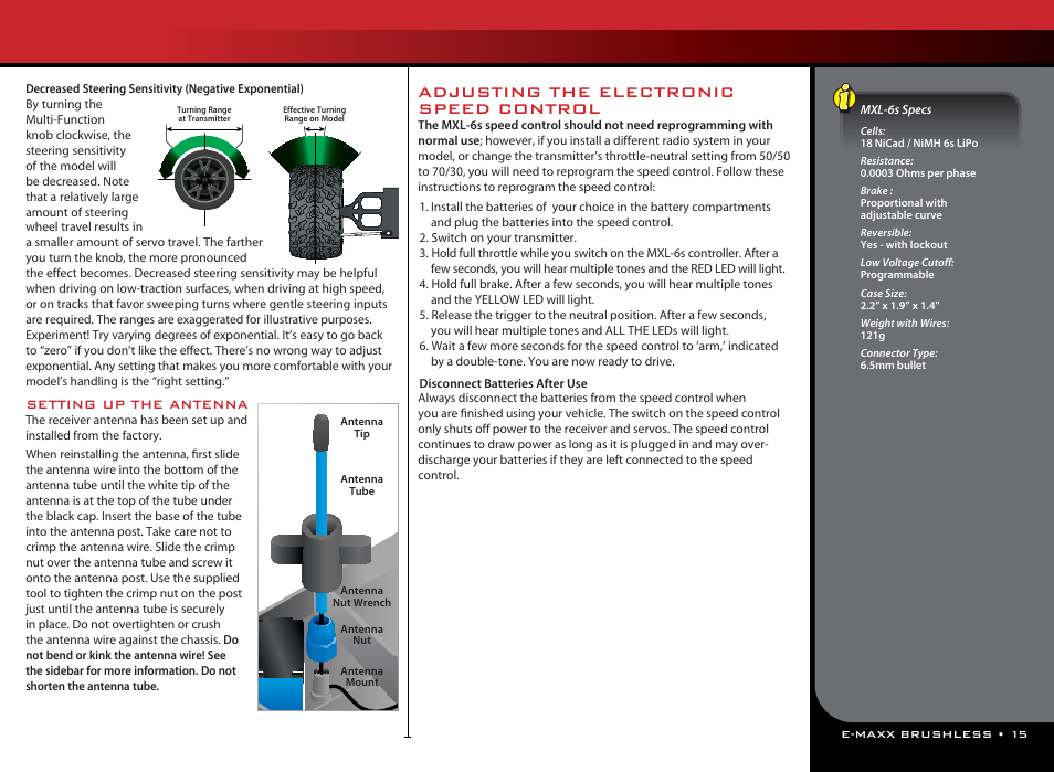 Adjusting the electronic speed control | Traxxas 39087-1 User Manual | Page 15 / 31