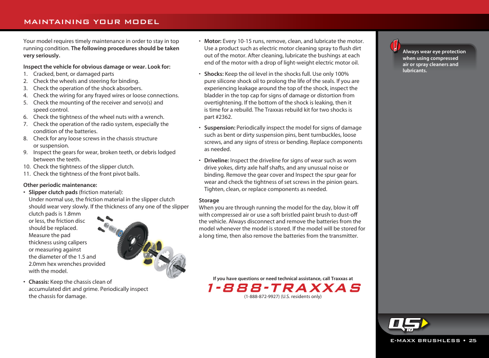 888-traxxas, Maintaining your model | Traxxas 39087-1 User Manual | Page 25 / 31