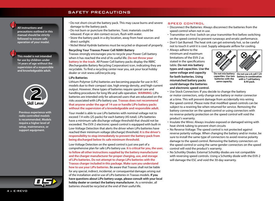 Bluehighway font, Safety precautions, Skill level = myriad semi bold | Traxxas 56036 User Manual | Page 4 / 36