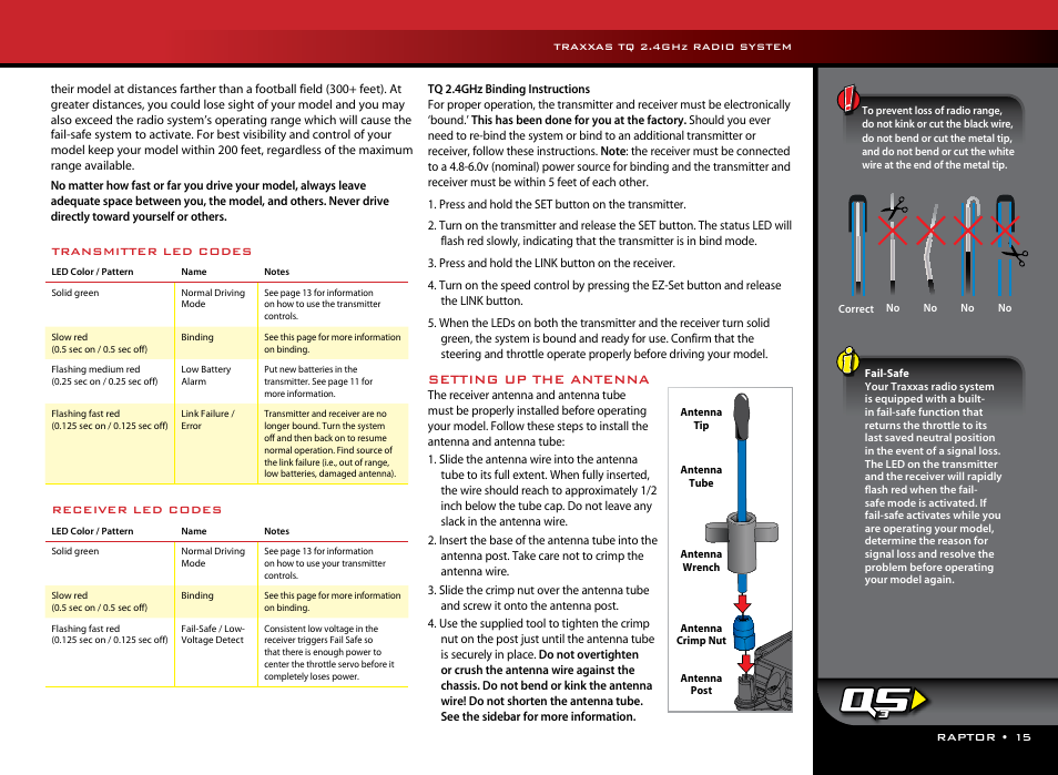 Setting up the antenna | Traxxas 58064-1 User Manual | Page 15 / 24