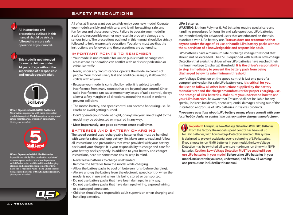 Bluehighway font, Safety precautions | Traxxas 6907 User Manual | Page 4 / 28