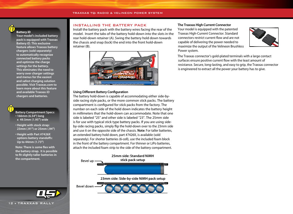 Installing the battery pack | Traxxas 74076-1 User Manual | Page 12 / 34